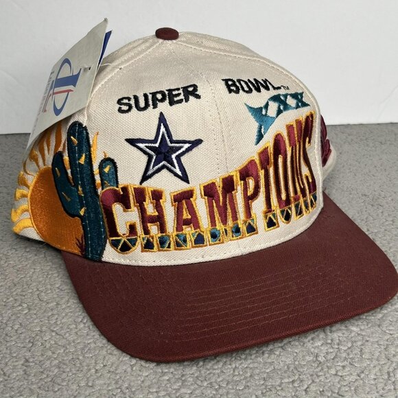 Dallas Cowboys Super Bowl XXX Champions Tan Logo 7 Snap Back Hat 1990's NWT 1996